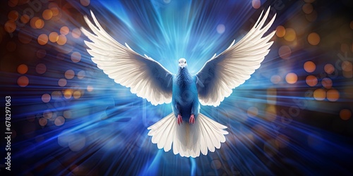 white dove of peace flying in the sky. Hope for peace concept illustration. © W&S Stock