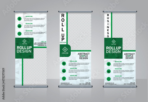 business roll up banner designs perfect for trade shows, events, and promotions. High-quality, customizable template set	