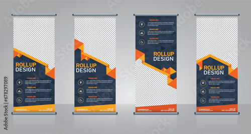 Business Roll Up banner. Standee Design template photo