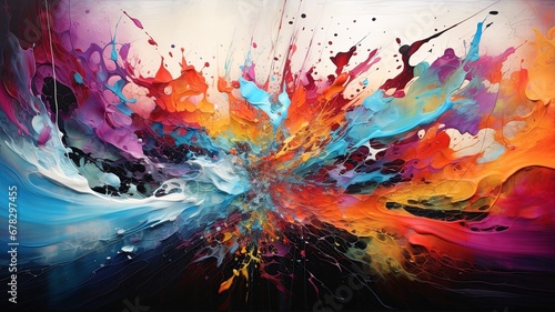 abstract, beautiful canvas artwork, stunning amazing detail, colorful, splash color, generated by AI photo