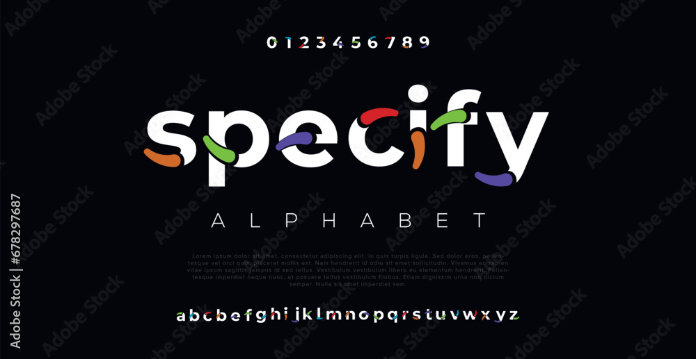 Specify Abstract sport modern alphabet fonts. Typography technology electronic sport digital game music future creative font. vector illustration