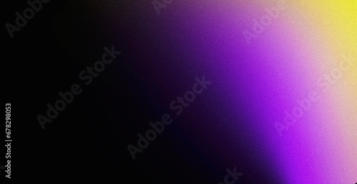 Yellow purple vibrant grainy banner background abstract color flow wave dark noise texture cover poster design copy space