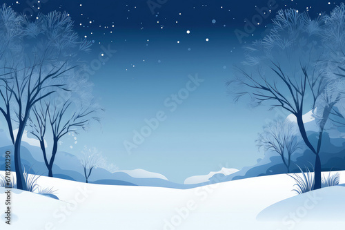 Winter landscape with trees and snow, background for winter poster. Generative AI