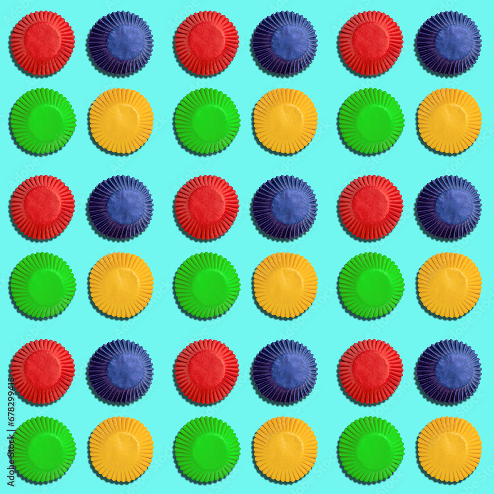 A colourful Cupcake paper cups, seamless background pattern A colourful Cupcake paper cups, seamless background pattern