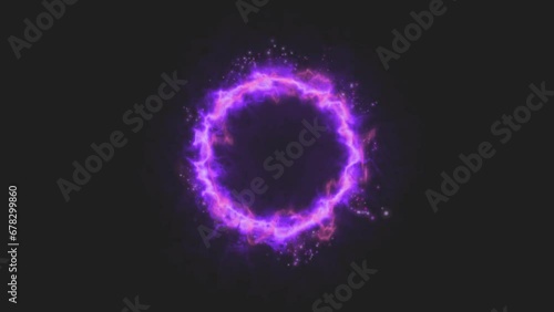 Magic purple portal without background. Particles, purple light ring, bright lights, motion graphic element