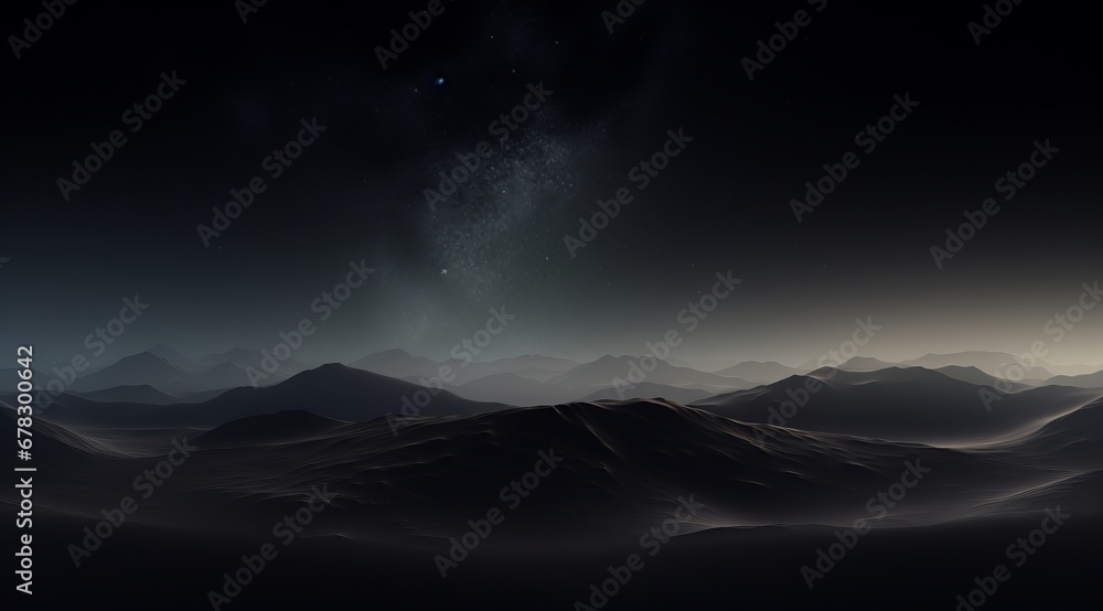 a landscape of a desert with hills and stars