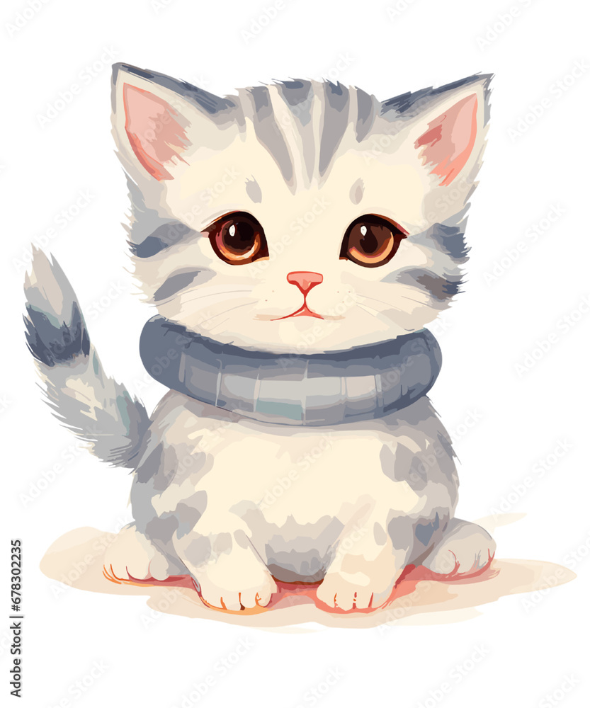 Cute Christmas cats, Merry Christmas illustrations of cute cats with accessories 