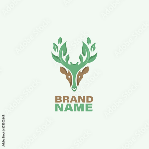 Modern deer head logotype,logo related to flora,bio,nature.
Deer horns in the form of leaves