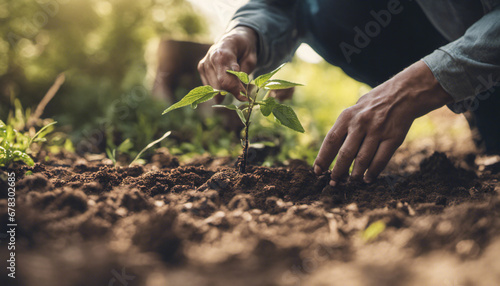 person planting a plant
