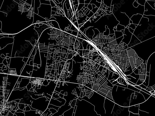 Vector road map of the city of Kovel in Ukraine with white roads on a black background. photo