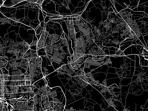 Vector road map of the city of Makiivka in Ukraine with white roads on a black background. photo