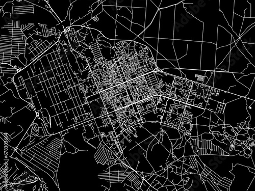 Vector road map of the city of Sievierodonetsk in Ukraine with white roads on a black background. photo