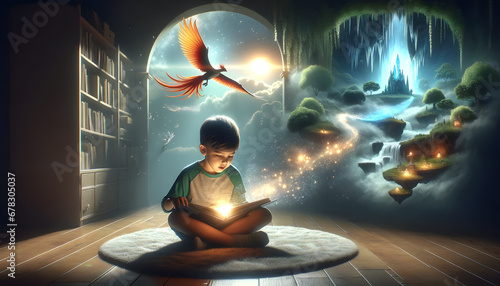 Imaginative Reading in a Magical Library. Created with generative AI