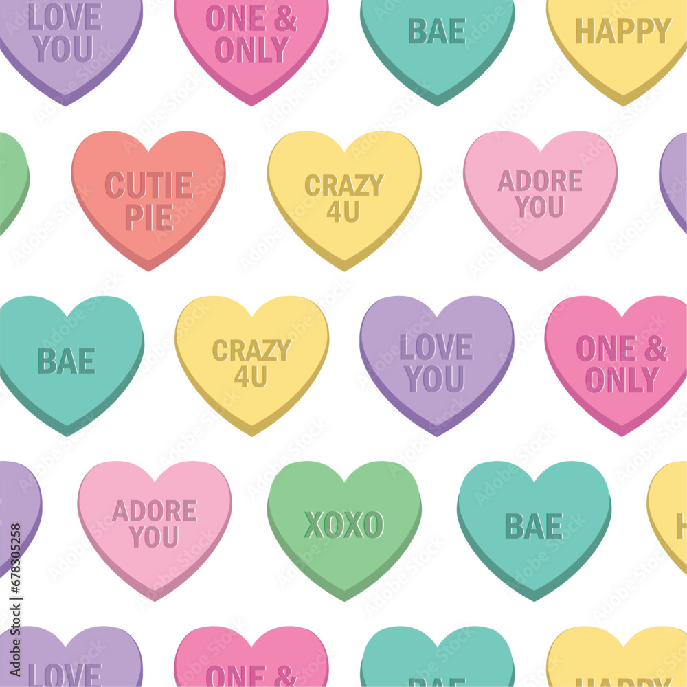 Heart shaped candies with different messages Vector