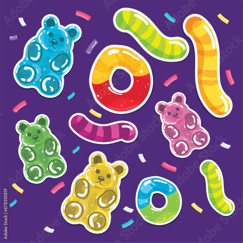 Colored pattern background with candies Vector