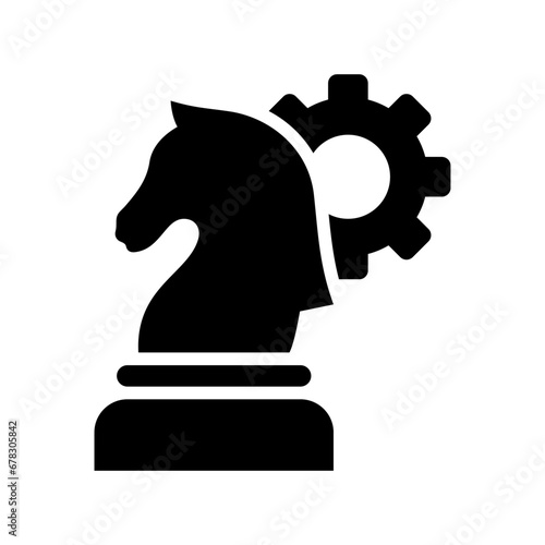 Chess knight icon. Black horse. Engineering. Vector icon isolated on white background.