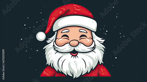  a close up of a santa claus face on a black background with snow flakes and snow flakes on the bottom of the image and bottom half of the santa claus's head.
