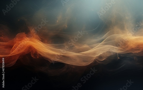 Abstract background with orange and beige dust and waves. Calm abstract motion shapes