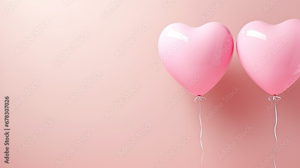 a couple of heart shaped balloons floating on top of a pink wall with a string attached to one of the balloons and a string attached to the back of the balloon. a couple of heart shaped balloons floating on top of a pink wall with a string attached to one of the balloons and a string attached to the back of the balloon.