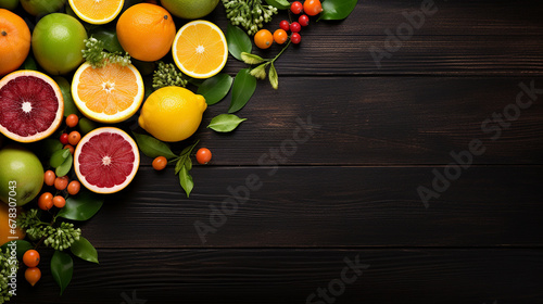 fruits on a wooden background