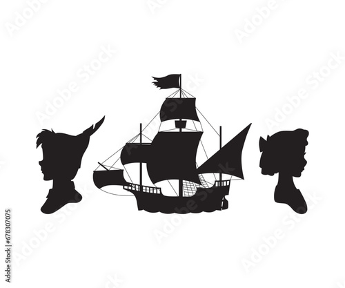 peter pan ship, Peter Pan , Peter Pan cut file, Peter Pan Silhouette, Peter Pan vector, Peter Pan vector clipart, Peter Pan cricut