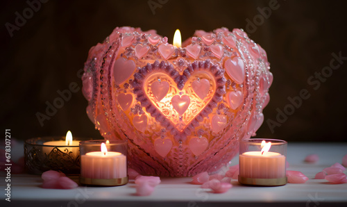 Love banner for Valentines day - Heart shaped candle design