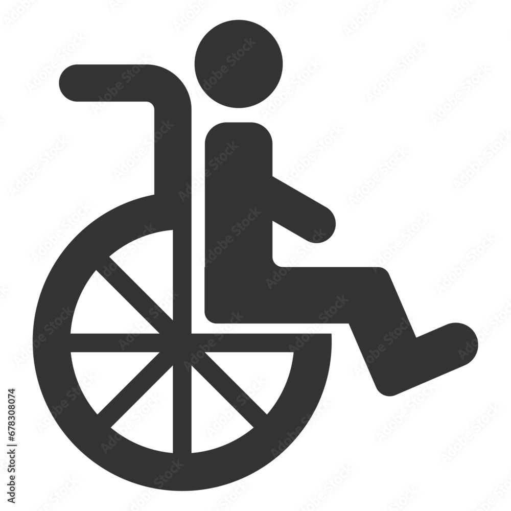 Wheelchair flat icon. Handicapped patient vector symbol. Wheelchair flat icon. Handicapped patient vector symbol.