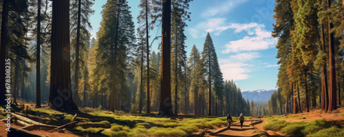 Giant sequoia majestic trees  copy space for text