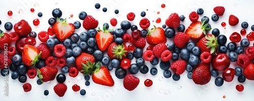 top banner for fruit design with blueberries and strawberries Generative AI