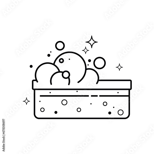Isolated cleaning sponge with bubbles icon Vector