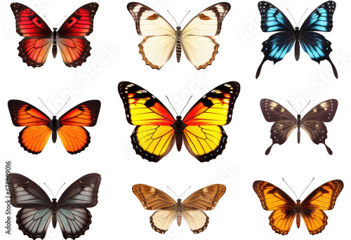 Collection of beautiful butterflies on transparent background © Renata Hamuda