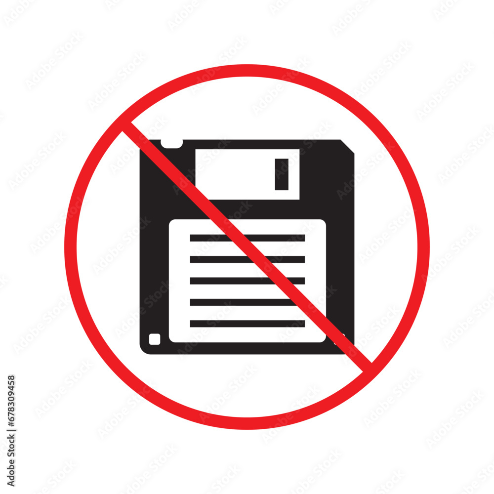 Forbidden floppy disk icon. No floppy disk vector sign. Prohibited disc icon. Warning, caution, attention, restriction. No floppy disk icon. Diskette flat symbol pictogram UX UI Forbidden floppy disk icon. No floppy disk vector sign. Prohibited disc icon. Warning, caution, attention, restriction. No floppy disk icon. Diskette flat symbol pictogram UX UI