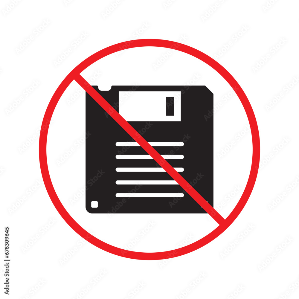 Forbidden floppy disk icon. No floppy disk vector sign. Prohibited disc icon. Warning, caution, attention, restriction. No floppy disk icon. Diskette flat symbol pictogram UX UI Forbidden floppy disk icon. No floppy disk vector sign. Prohibited disc icon. Warning, caution, attention, restriction. No floppy disk icon. Diskette flat symbol pictogram UX UI
