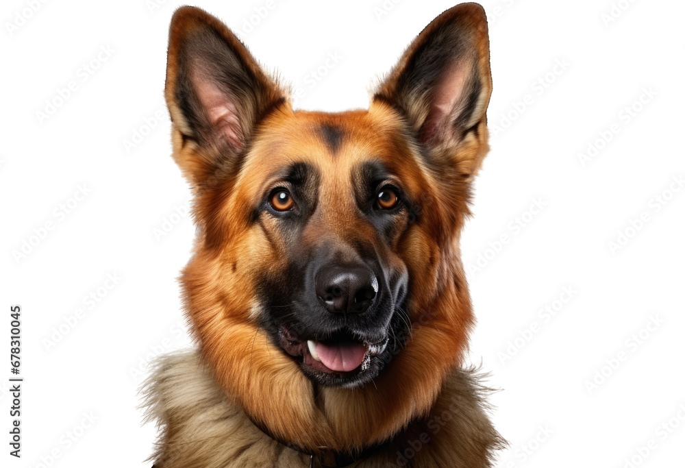 beautiful German Shepherd dog looking at the camera isolated on transparent background