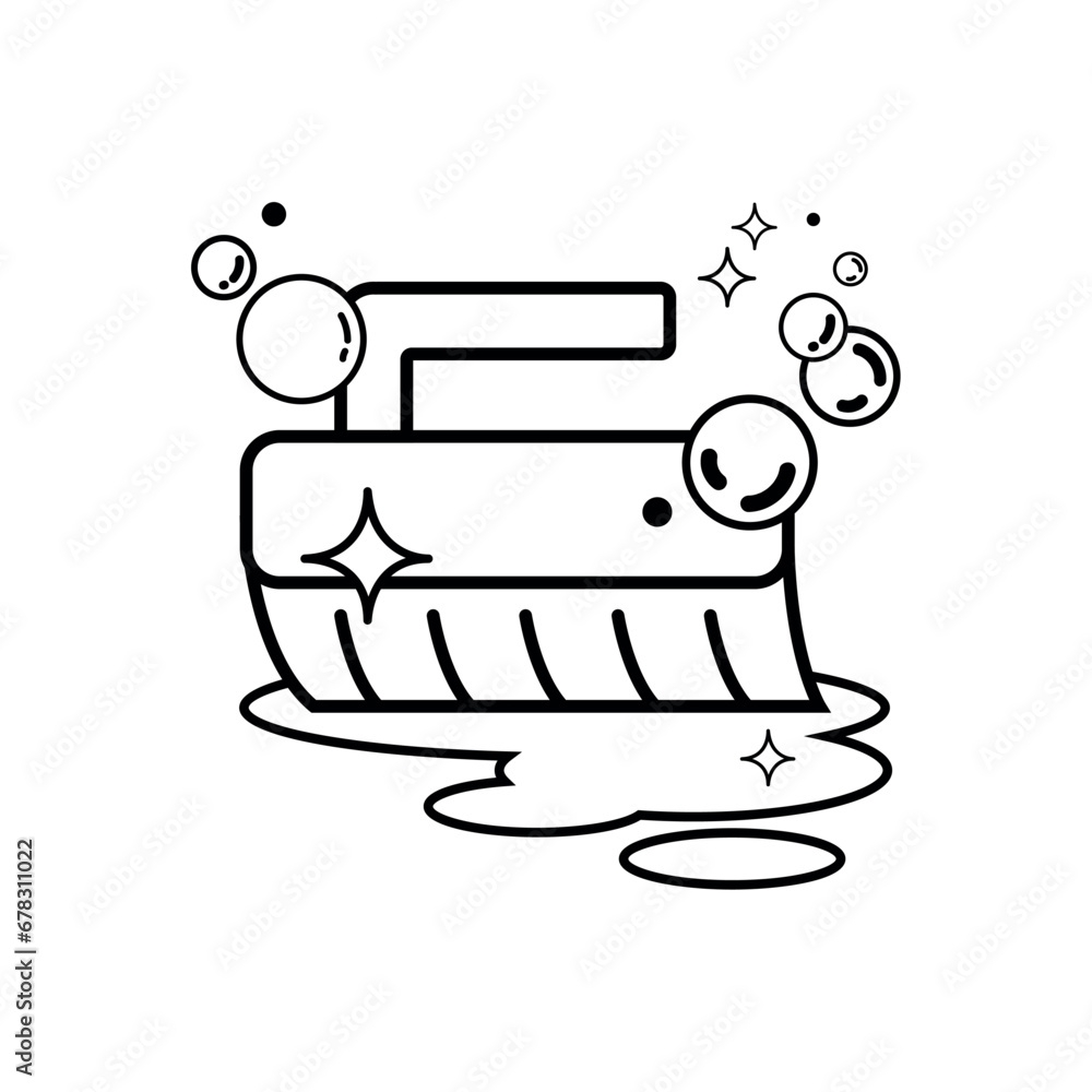 Isolated shiny brush with soap bubbles icon Vector