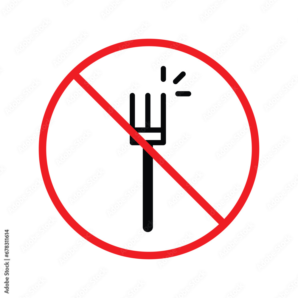 Forbidden Prohibited Warning, caution, attention, restriction label danger, ban. Do not use Fork vector icon. Fork flat sign design. Fork symbol pictogram UX UI Forbidden Prohibited Warning, caution, attention, restriction label danger, ban. Do not use Fork vector icon. Fork flat sign design. Fork symbol pictogram UX UI