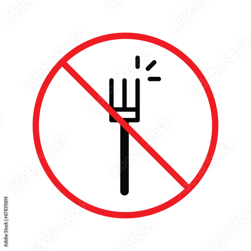 Forbidden Prohibited Warning, caution, attention, restriction label danger, ban. Do not use Fork vector icon. Fork flat sign design. Fork symbol pictogram UX UI