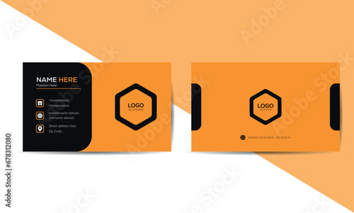 Business Card templet Design With Orange Color, Vector  photo