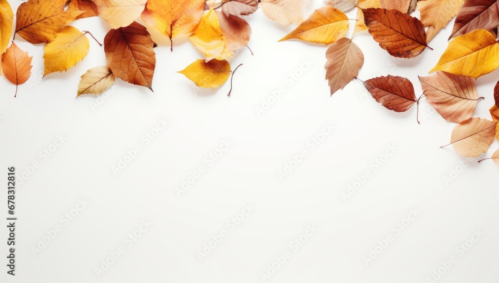 a collage of autumn leaves, with a space for text or photograph Generative AI
