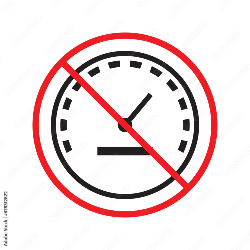 Forbidden Prohibited Warning, caution, attention, restriction label danger. Vector meter flat icon. Gauge vector icon. Do not use Speedometer measurement sign. Gauge symbol pictogram UX UI Forbidden Prohibited Warning, caution, attention, restriction label danger. Vector meter flat icon. Gauge vector icon. Do not use Speedometer measurement sign. Gauge symbol pictogram UX UI