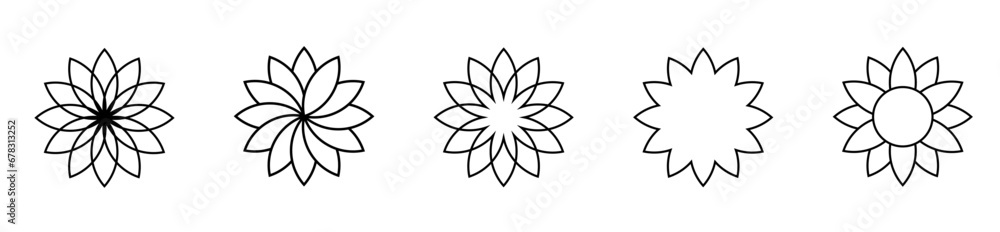 Flowers black silhouette icons. Vector illustration isolated on white background. Flowers black silhouette icons. Vector illustration isolated on white background.