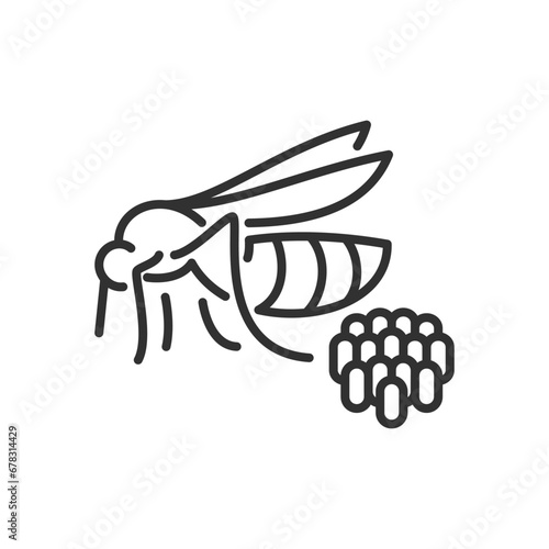 Mosquito lays eggs, linear icon. Line with editable stroke