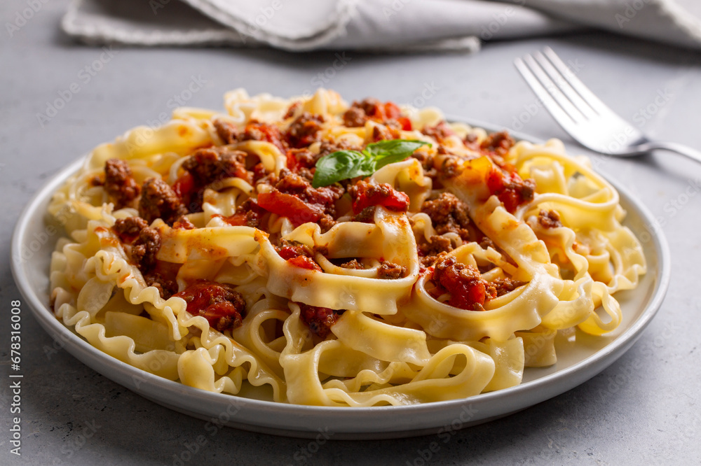 Mafalde or Mafalda or Mafaldine Pasta Bolognese