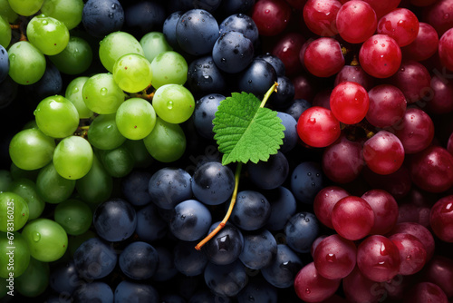 Background of red, green and blue grapes