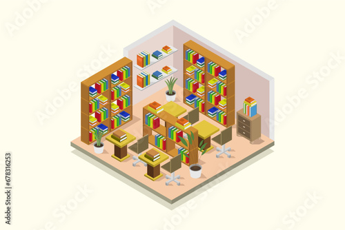 Isometric bookstore