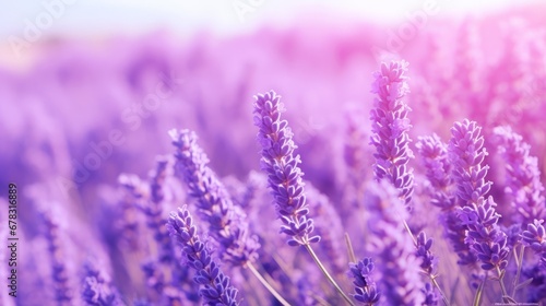A field of fragrant purple lavender flowers under the sun