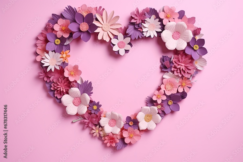Heart-shaped Paper Flower Collage for Mother's Day