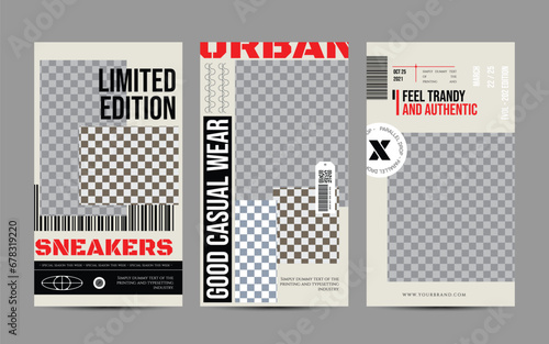 Modern urban futuristic streetwear fashion design for social media post template