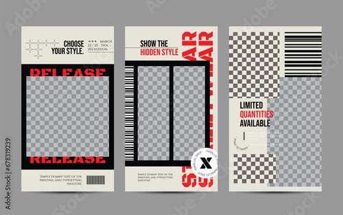 Modern urban futuristic streetwear fashion design for social media post template