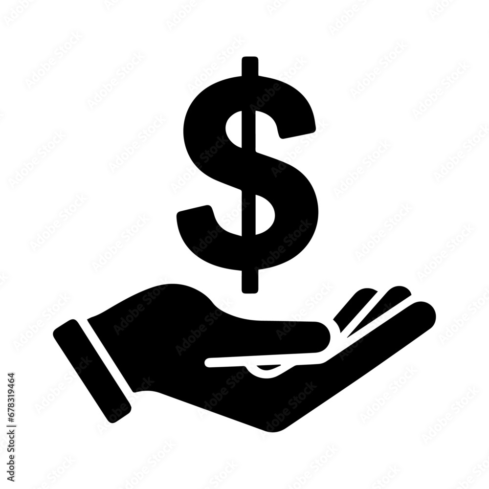 Money Icon vector silhouette, Money Icon On the hand vector silhouette, dollar icon vector Money Icon vector silhouette, Money Icon On the hand vector silhouette, dollar icon vector
